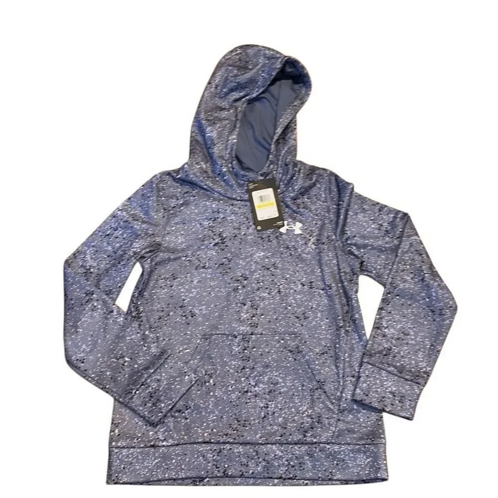 NWT UA Armour Fleece Printed Hoodie Sz Youth Medium  Under Armour  blue/ gray